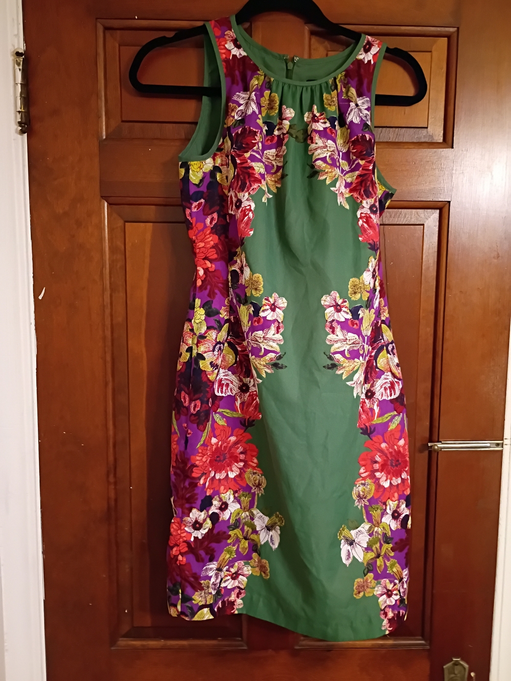 Anne Taylor Green Floral Sleeveless Sheath Dress Size 0